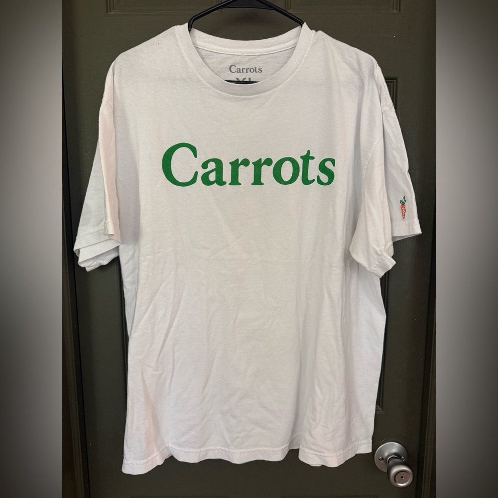 Men’s Carrots White T-Shirt with Green Logo Size XL